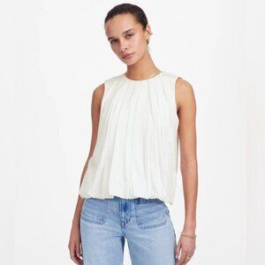 NWT Madewell White Sleeveless Bubble Fashion Top - Small
